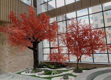 仿真紅楓樹景觀，室內(nèi)仿真樹枯山水造景