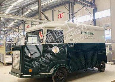 冰淇淋車，墨綠色復(fù)古街頭用餐快車廠家公司